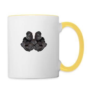 gorille muscles gym fitness bête - Mug contrasté - blanc/jaune - Droite