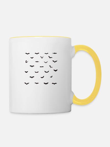 Halloween Fledermaus Bundle 02 - Tasse zweifarbig - Weiß/Gelb