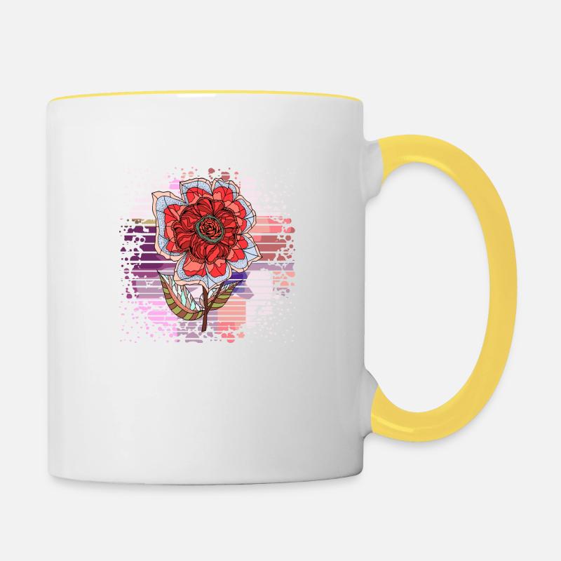 Blume - Tasse zweifarbig - Weiß/Gelb