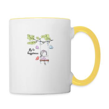 Fly to happiness - Contrasting Mug - white/yellow - Right