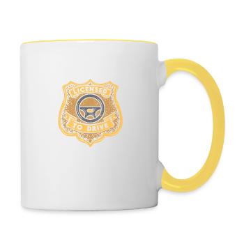 Funny gift new driver Licensed to drive - Contrasting Mug - white/yellow - Right