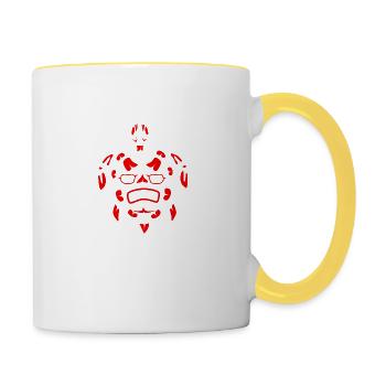 Haida Schildkröte Tribal Tattoo Geschenkidee - Tasse zweifarbig - Weiß/Gelb - Rechts