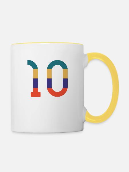 Die Zahl 10 - Tasse zweifarbig - Weiß/Gelb