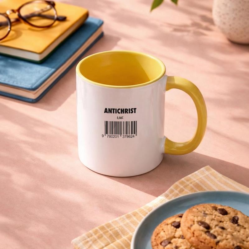 devil antichrist 666 barcode roast satan hell Contrasting Mug