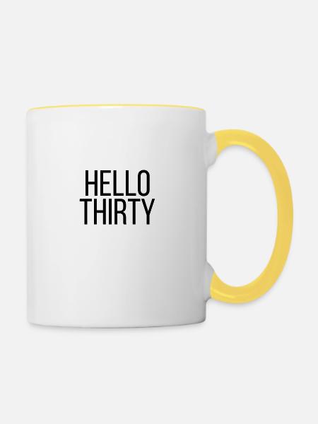 Hello Thirty - Tasse zweifarbig - Weiß/Gelb