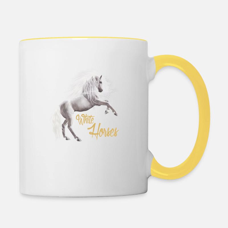 Cheval Blanc - Mug contrasté - blanc/jaune