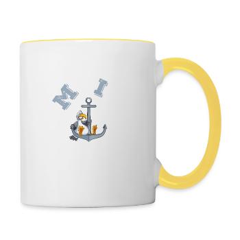 anker möwe moin comic - Tasse zweifarbig - Weiß/Gelb - Rechts