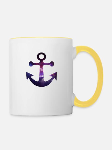 Anker - Tasse zweifarbig - Weiß/Gelb