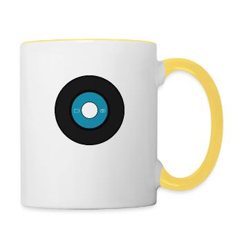 Schallplatte Single Blau - Tasse zweifarbig - Weiß/Gelb - Rechts