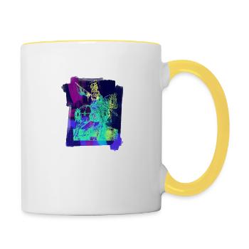 Chevalier médiéval Original Albrecht Dürer Pop Art - Mug contrasté - blanc/jaune - Droite