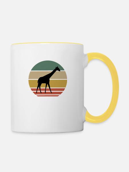 Retro Giraffen Print - Tasse zweifarbig - Weiß/Gelb