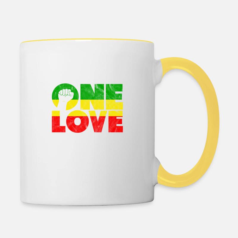 ein Liebesreggae - Tasse zweifarbig - Weiß/Gelb