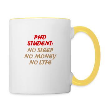 Cadeau de fin d'études doctorant - Mug contrasté - blanc/jaune - Droite