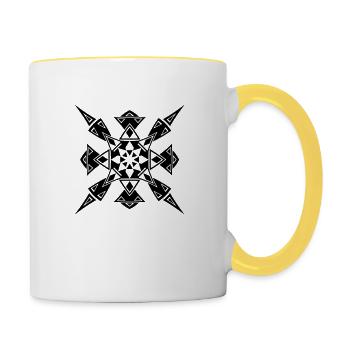 Tribal de tatouage de mosaïque - Mug contrasté - blanc/jaune - Droite