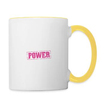 Bodybuilding Frauenpower Workout Gym - Tasse zweifarbig - Weiß/Gelb - Rechts