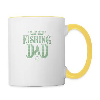 Papa Pêche Papa Poisson - Mug contrasté - blanc/jaune - Droite