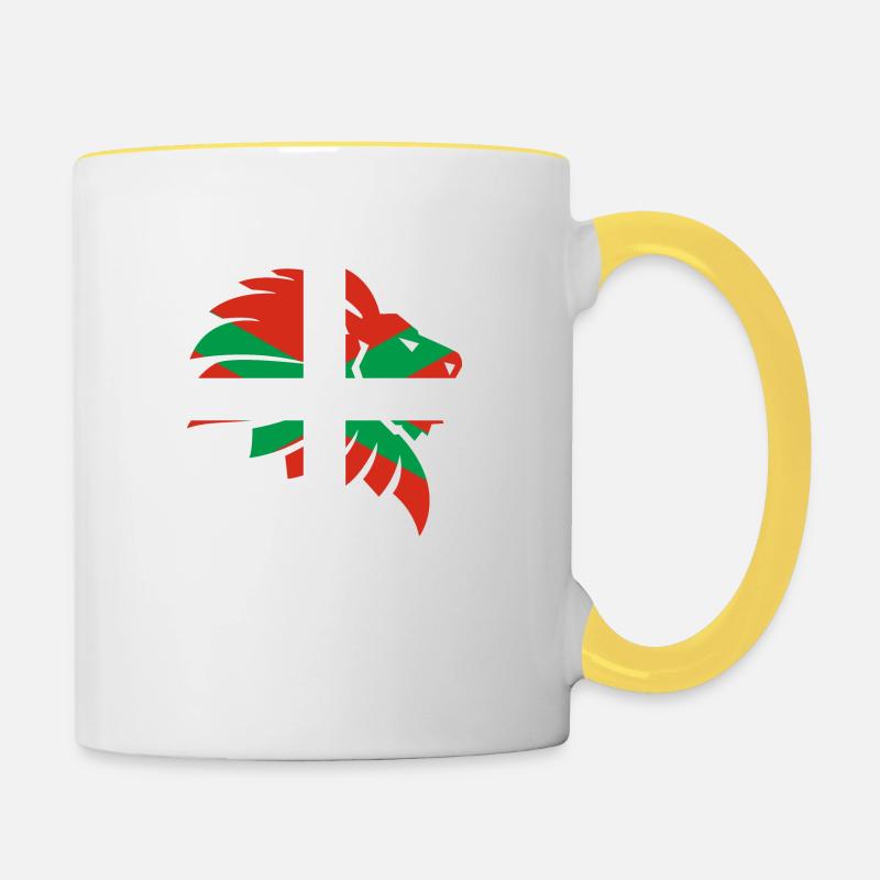 Drapeau Basque Navarre Cadeau Basque Basque - Mug contrasté - blanc/jaune