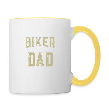Stolzer Biker Papa Motorrad - Tasse zweifarbig - Weiß/Gelb - Rechts