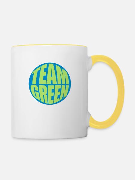 Green Team Logo - Tasse zweifarbig - Weiß/Gelb