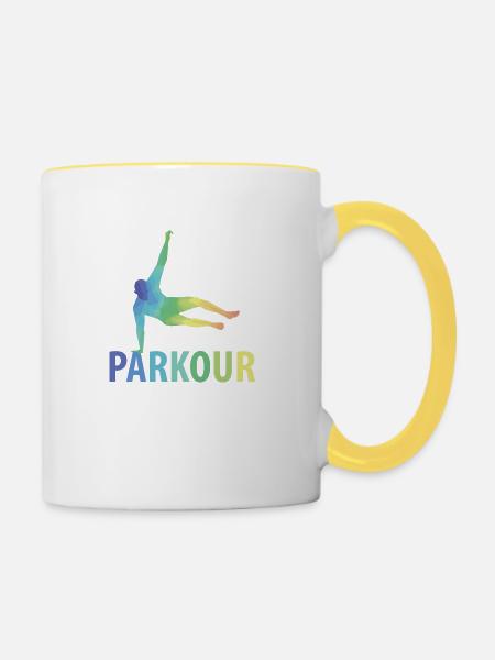 Parkour Geschenk - Tasse zweifarbig - Weiß/Gelb