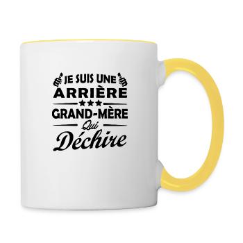 je suis une arrière grand mère qui déchire - Mug contrasté - blanc/jaune - Droite