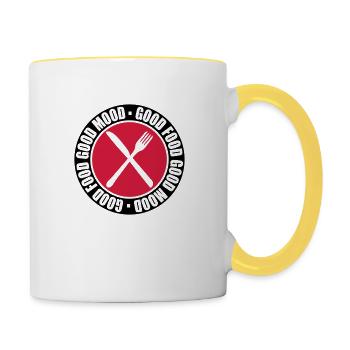 Circle stamp food - Contrasting Mug - white/yellow - Right