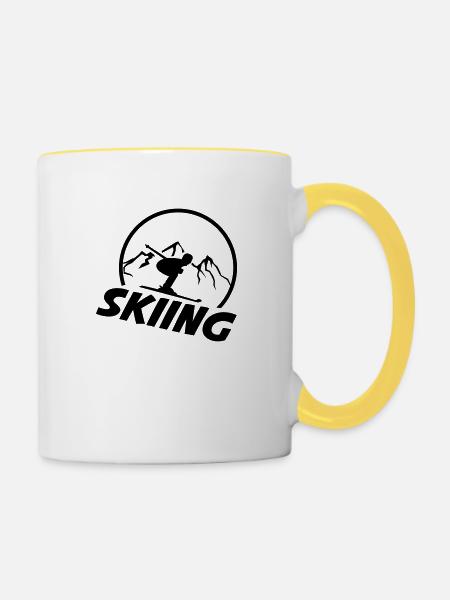 skiing - Tasse zweifarbig - Weiß/Gelb