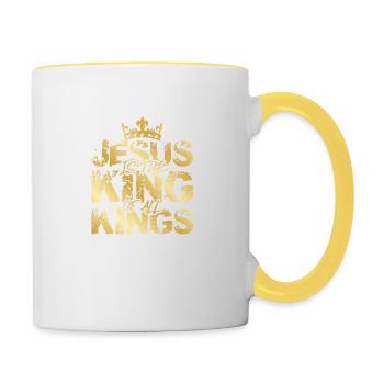 Jesus King Christ King - Contrasting Mug - white/yellow - Right