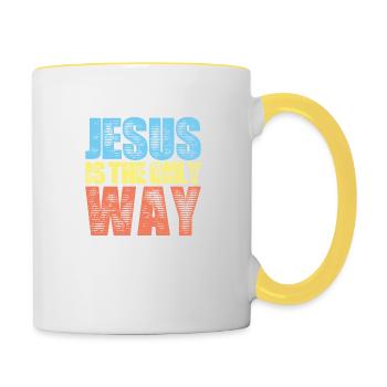 Jesus Christus Glaube - Tasse zweifarbig - Weiß/Gelb - Rechts