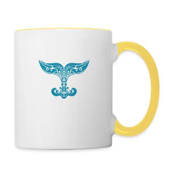 Maori Whale Tail Polynésie Tribal Tattoo Gift - Mug contrasté - blanc/jaune - Droite
