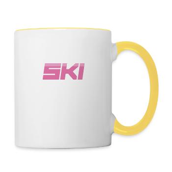 Ski Girl Mädchen Skiing Frau - Tasse zweifarbig - Weiß/Gelb - Rechts