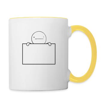 Gelangweilter Schild Mann - Tasse zweifarbig - Weiß/Gelb - Rechts