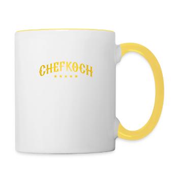 Chefkoch Kochen Sterne Koch - Tasse zweifarbig - Weiß/Gelb - Rechts