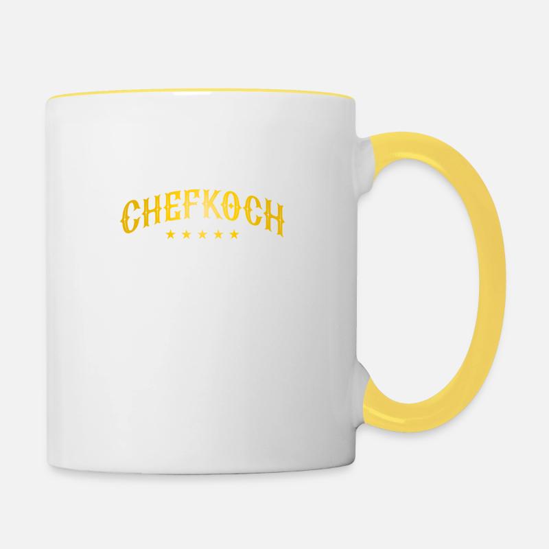 Chefkoch Kochen Sterne Koch - Tasse zweifarbig - Weiß/Gelb
