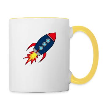 Rocket startup * spaceship * astronaut * stars - Contrasting Mug - white/yellow - Right