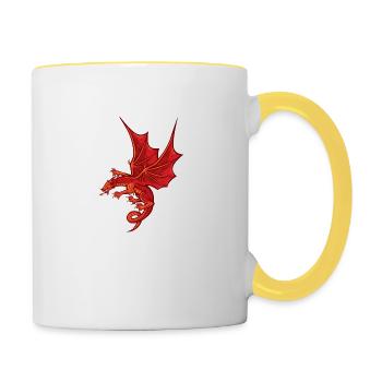 Impressive Red Dragon - Contrasting Mug - white/yellow - Right