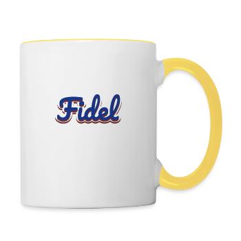 Fidel surname first name name day Spain Cuba - Contrasting Mug - white/yellow - Right