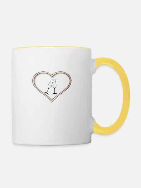 Liebesfeier - Tasse zweifarbig - Weiß/Gelb