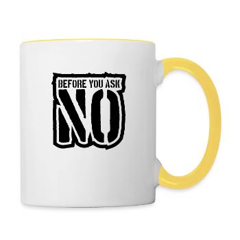 Spruch Logo No - Tasse zweifarbig - Weiß/Gelb - Rechts