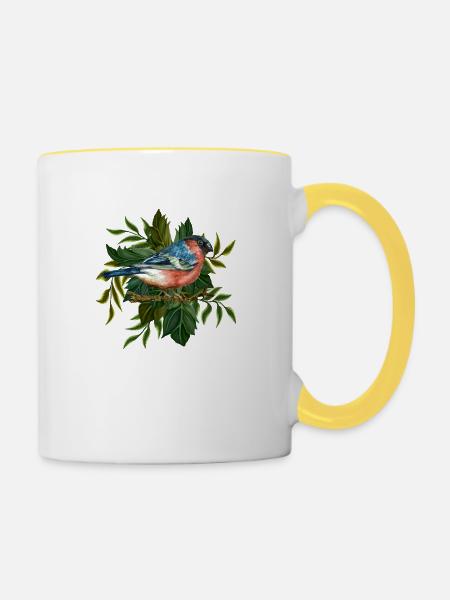 Bunter Vogel - Tasse zweifarbig - Weiß/Gelb