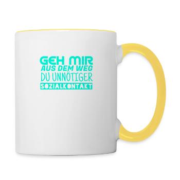 Geh mir aus dem Weg du unnötiger Sozialkontakt - Tasse zweifarbig - Weiß/Gelb - Rechts