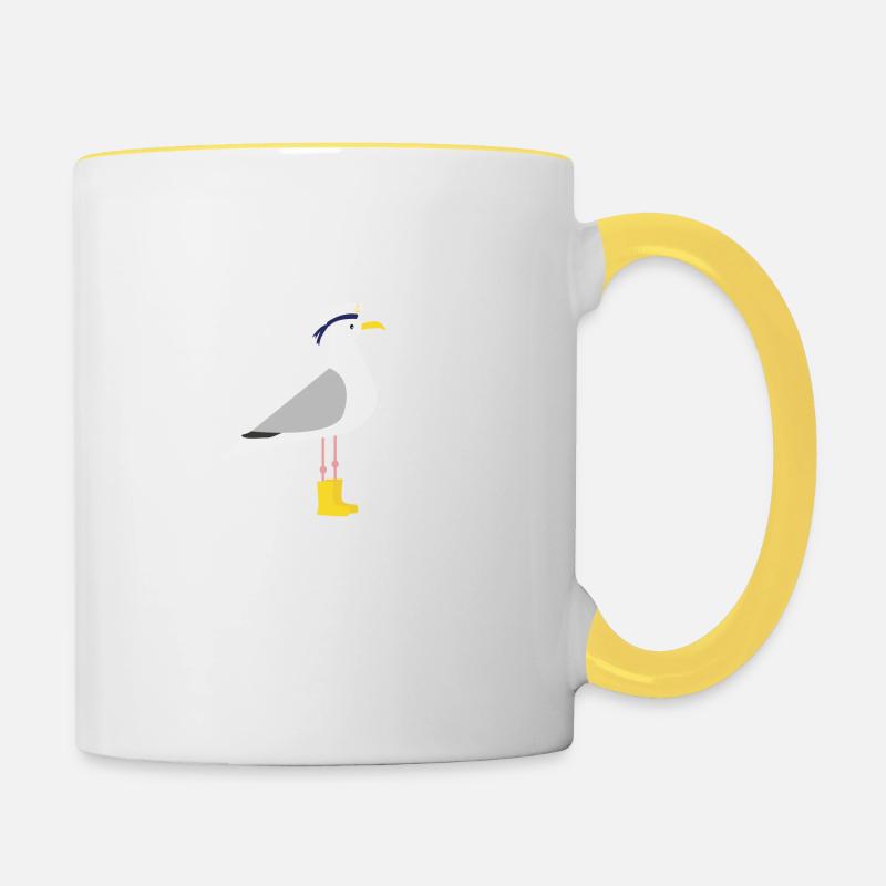 Seagull rubber boots - Contrasting Mug - white/yellow