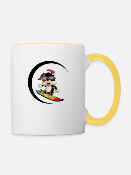 Dog Hund - Tasse zweifarbig - Weiß/Gelb