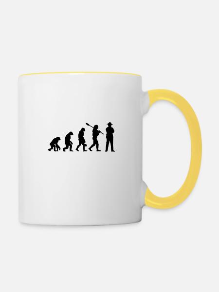 Evolution Sheriff Polizist Polizist - Tasse zweifarbig - Weiß/Gelb