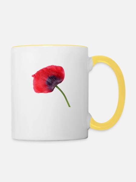 Mohn. poppy - Tasse zweifarbig - Weiß/Gelb