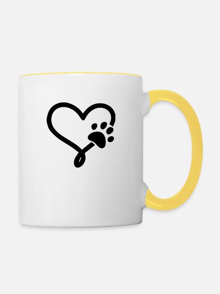 Hund Dog - Tasse zweifarbig - Weiß/Gelb