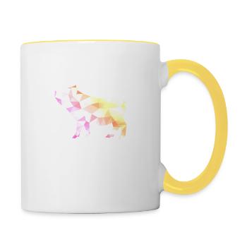 pig polygon schwein bunt - Tasse zweifarbig - Weiß/Gelb - Rechts