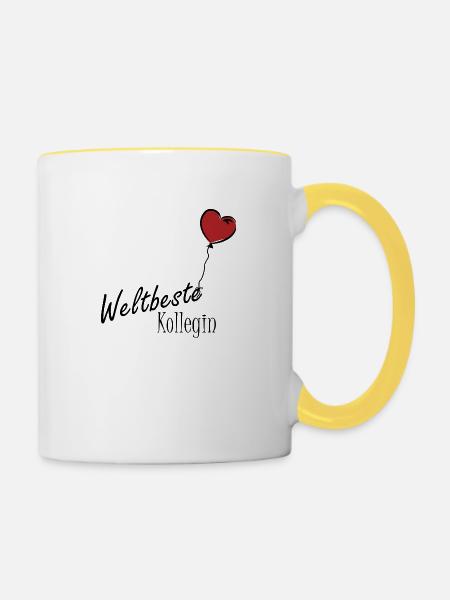 Weltbeste Kollegin - Tasse zweifarbig - Weiß/Gelb