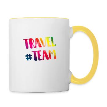 Travel travel team heart - Contrasting Mug - white/yellow - Right