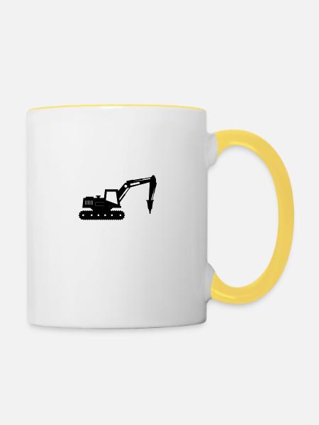 Raupenbagger - Tasse zweifarbig - Weiß/Gelb